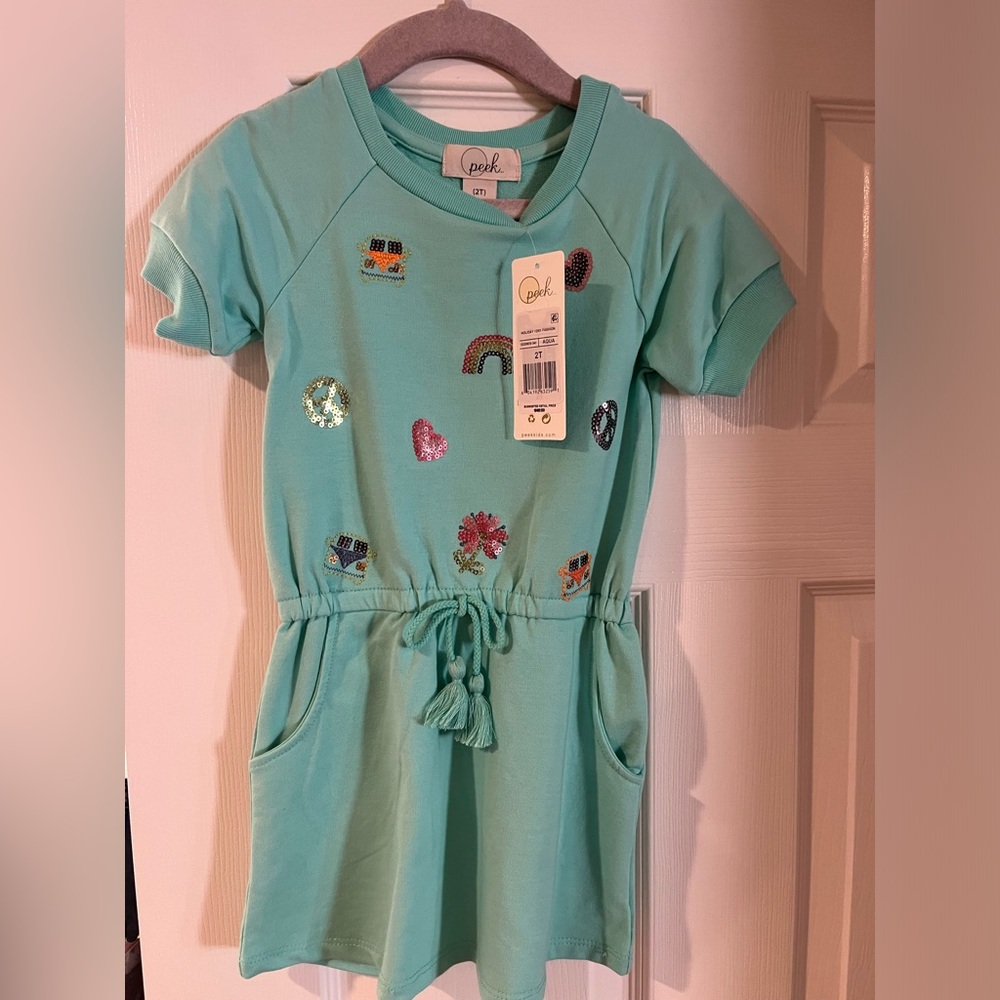 Toddler Girl’s 2t Aqua Romper with beautiful designs